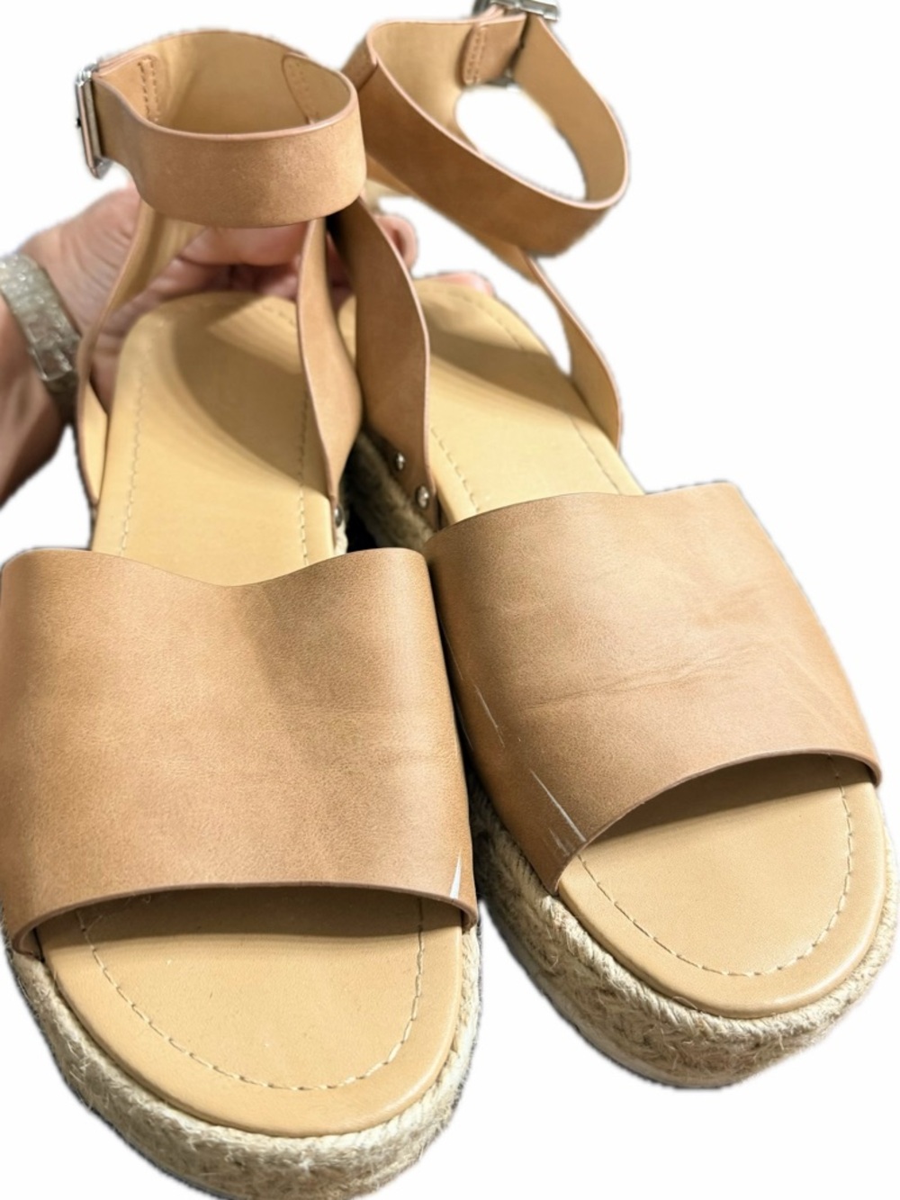 Source Unknown Tan Ankle-Strap Espadrille Sandals